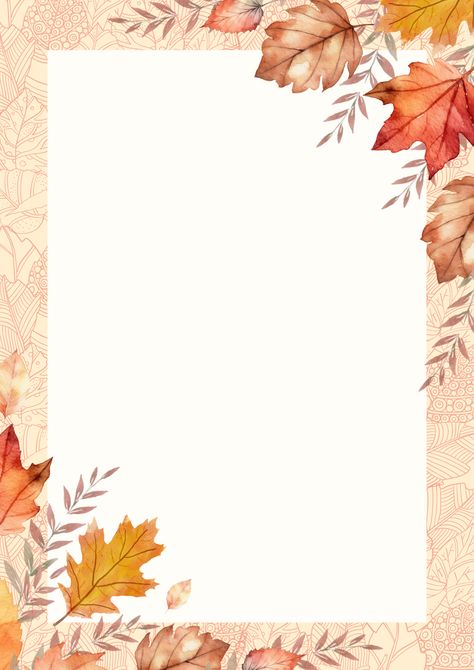 Fall Planner Layout, Free Autumn Printables, Fall Stationary, Poppy Background, Autumn Frame, Fall Borders, Natural Watercolor, Watercolor Autumn Leaves, Church Media Design