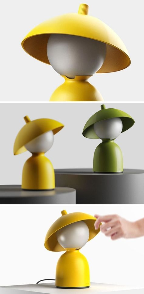 ‘Woo-bi’ literally means raincoat in Korean and the emotional design expresses a child’s innocence through soft lighting. Complete with a little ‘hood’, the playful form and warm CMF really connects with the user. We love the form of this design and the hat adds in functionality by being movable – just as it protects you from the rain, move the hat to control your exposure to the lamp’s brightness. READ & VIEW MORE NOW! Soft Forms Product Design, Innovative Lamp Design, Interior Product Design, Iconic Product Design, Playful Product Design, Cute Product Design, Cmf Design Products, Interesting Product Design, Innovative Product Design Ideas