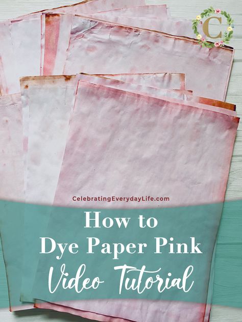 Discover How to Dye Pink Paper and transform ordinary white printer paper into a shabby chic sensation! You can open up a whole new world of possibilities for your Junk Journals and paper crafts with this easy alternative to avocado paper dye. You can also dye lace with this technique! Watch the complete video tutorial now. Pink Junk Journal Pages, Shabby Chic Junk Journal Ideas, Pink Junk Journal, Pink Journal Ideas, Dyeing Paper, Shabby Chic Embellishments, Dye Paper, Shabby Chic Junk Journal, How To Make Pink