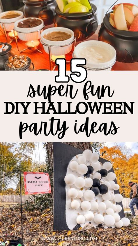 15 DIY Halloween Party Ideas For a Scary Fun Night - Lauren Erro How To Throw A Halloween Party, Diy Halloween Party Ideas, Baby Shower Color Themes, Diy Halloween Party, Family Halloween Party, Black And White Balloons, Modern Baby Shower Games, Fun Halloween Games, Halloween Party Ideas