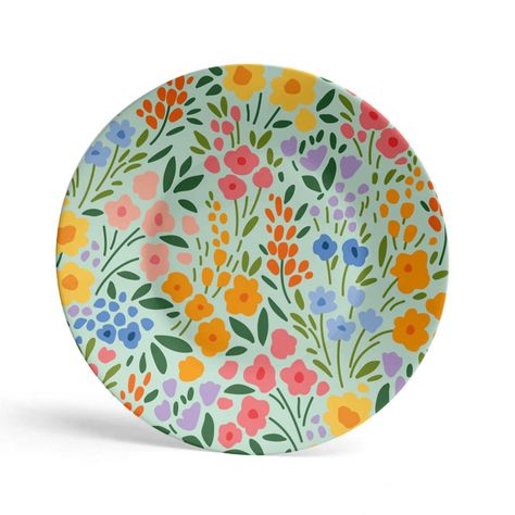 Flora Collection Melamine Dinner Plate Set of 4 | Fern&Co. | Wolf & Badger Decorative Dinner Plates, Paint Your Own Pottery Serving Platter, Painted Plate Designs, Hand Painted Trinket Dish, Ceramic Plates Designs Ideas, Painted Plate Ideas, Hand Painted Pottery Plates, Ceramic Painting Plate, Pottery Painting Plate Ideas