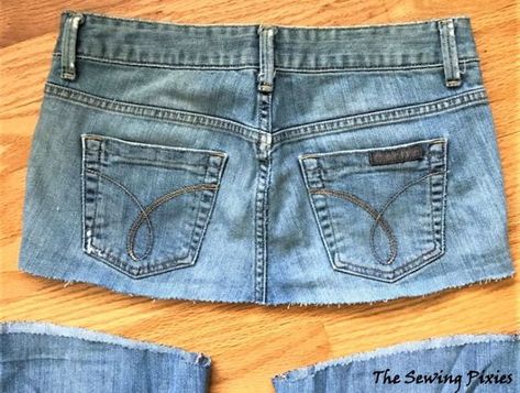 How To Turn Old Jeans Into A Skirt - Agnes Creates Turn Jeans Into Skirt, Upcycle Jeans Skirt, Diy Jean Skirt, Jeans Into A Skirt, Jeans Into Skirt, Diy Jean Shorts, How To Make A Skirt, Återvinna Jeans, Recycling Jeans