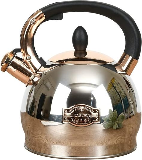 Amazon.com: Stainless Steel Whistling Tea Kettle with Metal Capsulated Bottom for Quick Heat Distribution 2.8 Quart: Home & Kitchen How To Whistle Loud, Whistling Tea Kettle, Boiling Point, Water Kettle, Better Health, Handle Design, Tea Kettle, Small Kitchen Appliances, Small Kitchen