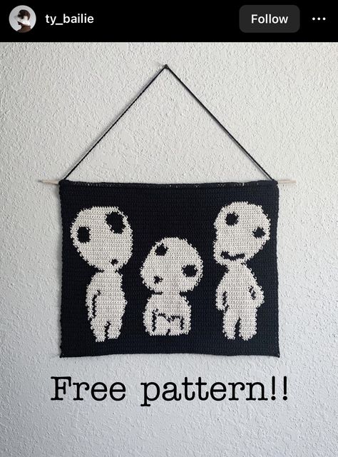 Kodama Tree Spirit, Graph Crochet, Tree Spirit, Pixel Crochet, Halloween Crochet Patterns, Tapestry Crochet Patterns, Kawaii Crochet, Crochet Decoration, Crochet Fashion Patterns