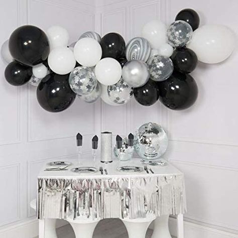 Sleepover Decorations, Monochrome Party, 18th Ideas, Balloon Arch Diy, Prom Themes, Bubblegum Balloons, Balloon Clouds, Black Balloon, Clear Balloons