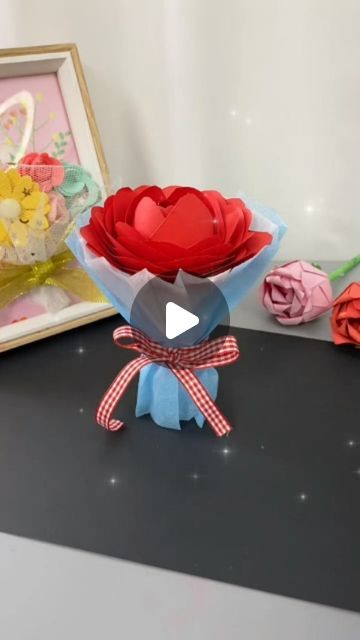 Craft By Folds | trending crafts on Instagram: "Amazing Rose Bouquet 💐

•This origami Rose Flower Bouquet 💐 isso beautiful , I quickly arranged one for my best friend😍.
•Do follow @craft.by.folds for daily amazing content
 #handmadeorigami #storagebox #creative #handmade #viralreels #viral #viralvideos #trending #trendingreels #trendingcontent #trendingaudio #Nature #new FEBINSTACODE1MillionViews" Origami Rose Flower, Origami Flower Bouquet, Rose Flower Bouquet, Trending Crafts, Embroidery Hoop Art Diy, For My Best Friend, Origami Rose, School Creative, Flower Bouquet Diy