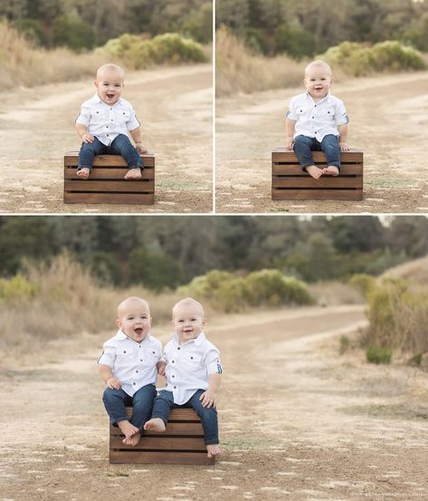 One Year Twin Photo Shoot, One Year Old Twins Photo Shoot, Twin 1 Year Photoshoot, Twin One Year Photoshoot, Twins One Year Photoshoot, One Year Old Photoshoot Ideas Outdoor, One Year Old Boy Photo Shoot, Twin Picture Ideas, One Year Old Photo Shoot Boy