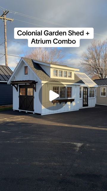 Lapp Structures LLC on Instagram: "🥰 Its like this Colonial Garden Shed and Atrium Greenhouse were made for each other!  #tinyhouse #sheshed #greenhouse #pottingshed #indoorgarden #outdooroasis #homeandgarden #shedideas" Potting Shed With Greenhouse, Backyard Shop Ideas, Garden Shed And Greenhouse Combo, Gardening Sheds Ideas, Flower Shed Ideas, Garden With Shed Layout, Large Garden Shed, Garden Shed Greenhouse Combo, Shed With Greenhouse Attached