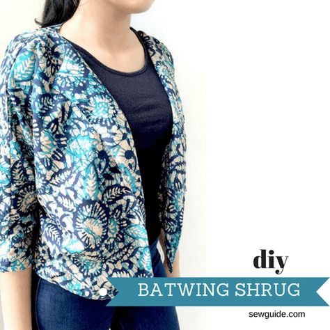 Batwing Shrug Pattern | Learn how to sew a simple batwing cardigan with this tutorial! Batwing Sewing Pattern, Bolero Pattern, Sew Your Own Clothes, Beginner Sewing Patterns, Shrug Pattern, Shrug For Dresses, Crochet Sweater Pattern Free, Make Your Own Clothes, Clothes Sewing