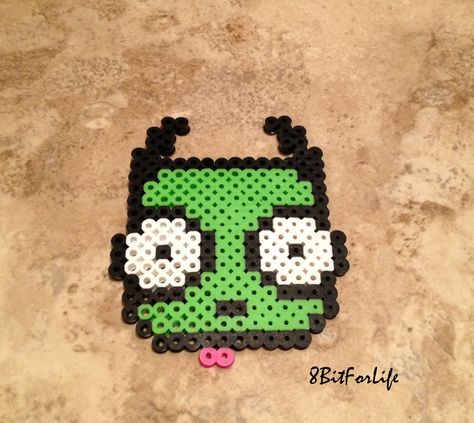 Perler Bead Patterns Invader Zim, Gir Invader Zim Pixel Art, Gir Invader Zim Bracelet, Gir Invader Zim Perler Beads, Gir Perler Bead Pattern, Gir Pixel Art Invader Zim, Gir Perler Pattern, Invader Zim Perler Beads, Gir Perler Bead