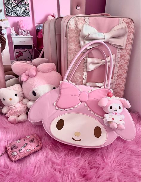 My Melody Loungefly, My Melody Purse, Sanrio Luggage, My Melody Bag, Pink Princess Aesthetic, Princess Wardrobe, Hime Gyaru, Doll Closet, Charmmy Kitty