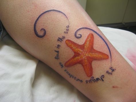 It's always ourselves we find in the sea... Fingerprint Tattoos, Starfish Tattoo, Seashell Tattoos, Sea Tattoo, Ocean Tattoos, Beach Tattoo, Stella Marina, Turtle Tattoo, Elephant Tattoos