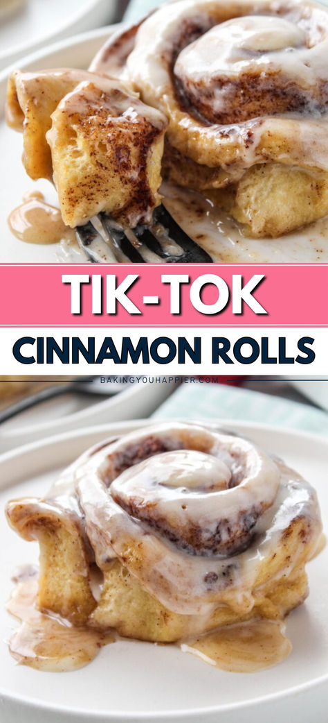 Tik Tok Cinnamon Rolls, ooey-gooey, cinnamon sweet, pillowy cinnamon rolls covered in heavy whipping cream & slathered in cream cheese icing! Amazing Cinnamon Rolls, Easy Cinimin Rolls Recipe, Cinnamon Rolls With Milk In Pan, Refrigerated Cinnamon Rolls With Heavy Cream, Sister Schubert Cinnamon Rolls, What To Make With Canned Cinnamon Rolls, Tic Tic Cinnamon Rolls, Elevated Canned Cinnamon Rolls, Cinnamon Rolls Condensed Milk