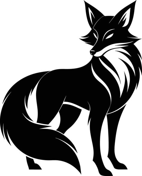 Fox Silhouette, Black And White Silhouette, Fox Artwork, Cnc Projects, Tree Saw, Animal Silhouette, Cityscape Photos, Logo Banners, Nature Backgrounds