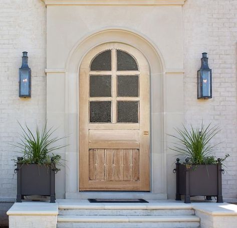 Custom Built Solid Wood Arched Door, Whitewashed Pantry Door, Entrance Front Doors, Top Lite Interior exterior Double or Single Glass Door by HomeDesignByTT on Etsy Rounded Front Door Entrance, Single Glass Door, Round Front Door, Arched Front Door, Modern French Provincial, Exterior Inspiration, Wood Arch, Small Entry, Door Entrance