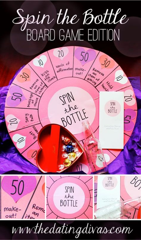 Test your lover's luck TONIGHT by playing this spicy version of spin the bottle! Couple Therapy, Pizza Lasagna, Spin The Bottle, Cute Date Ideas, Sleepover Games, Events Ideas, Bedroom Games, Lasagna Rolls, The Dating Divas