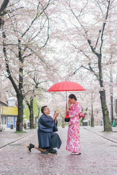 Stunning Sakura (cherry blossom) proposal in Kyoto, Japan! | Travel + Vacation Photographer | Family Vacations | Engagement Proposals | Honeymoons | Anniversary Gifts | Bachelorette Ideas | Solo Traveller Tips | Flytographer captures your travel memories - everything from surprise proposals, honeymoons, family vacations, and more. Our photographers also act as informal tour guides and provide fun local tips to our customers, showing them an area of a city they may not have explored otherwise. Proposal In Japan, Cherry Blossom Proposal, Tokyo Proposal, Japan Proposal, Engagement Proposals, Tokyo Trip, Sakura Season, Travel Couples, Kyoto Japan Travel