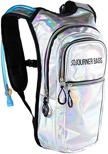 SoJourner Rave Hydration Pack Backpack - 2L Water Bladder included for festivals, raves, hiking, biking, climbing, running and more (multiple styles) (Holographic - Silver). For product & price info go to:  https://all4hiking.com/products/sojourner-rave-hydration-pack-backpack-2l-water-bladder-included-for-festivals-raves-hiking-biking-climbing-running-and-more-multiple-styles-holographic-silver/ Water Backpack, Water Bladder, Festival Essentials, Hydration Backpack, Aesthetic Bags, Pack Backpack, Festival Gear, Hydration Pack, Festival Bag