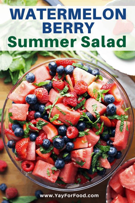 Salads Summer, Watermelon Salad Recipes, Salad Summer, Salads Pasta, Berry Salad, Recipes Summer, Watermelon Salad, Fruit Salad Recipes, Summer Salad Recipes