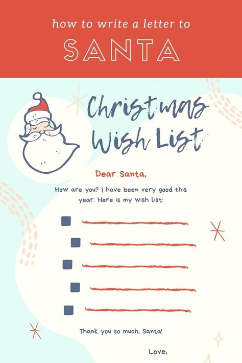 Cute printable for your child to write a letter to Santa with a handy list of all of the options for mailing your letter to the North Pole. Free Santa Letter Template, Secret Santa Templates, Letter Template For Kids, Christmas List Template, Santa Wish List, Letters Printable, Dear Santa Letter, Santa Template, Santa Letter Template