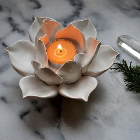 Crystal Sphere Holder, Lotus Crystal, Clay Candle Holders, Sphere Holder, Lotus Tea, Lotus Candle, Clay Candle, Sculpture Art Clay, Air Dry Clay Projects