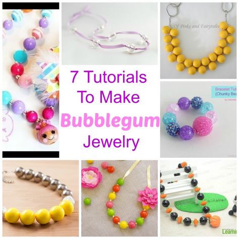 7 Tutorials To Make Bubblegum Jewelry Easy Jewelry Making Ideas, Kids Jewelry Diy, Beaded Necklace Tutorial, Chunky Bead Necklaces, Bubblegum Necklace, Easy Jewelry, Bubble Necklaces, Beaded Necklace Diy, Necklace Tutorial