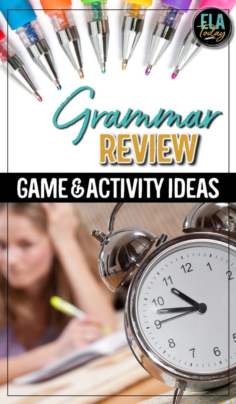 Grammar review ideas, including games and activities for middle and high school ELA #GrammarGames #GrammarActivities Grammar Games High School, Review Games For Middle School, Eld Activities, G Activities, Grammar Review Games, Grammar Activities Middle School, Ela Games, English Teacher Resources, Grammar Review