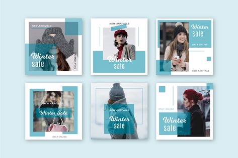 Premium Vector | Winter sale instagram post collection Winter Sale Design, Rosas Vector, 블로그 디자인, Inmobiliaria Ideas, Snow Design, Desain Editorial, Instagram Template Design, Instagram Layout, Instagram Feed Inspiration