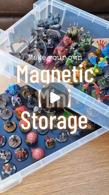 Roll For DIY | Dungeons & Dragons ⚔️ on Instagram: "Make your own Magnetic Mini Storage!  Using magnets it a pretty safe and secure way to store your precious minis for use and even for travel 🚗  #DnD #DungeonsAndDragons #DungeonMaster #DnDMiniatures #Heroforge #ResinPrinting #TTRPG #TTRPGTerrain #Terrain #DnDTerrain #Magnets #Storage" Diy D&d Gifts, Diy Dnd Terrain, Dnd Storage, Dnd Decor, Dnd Diy, Dnd Mini, Dnd Miniatures, Mini Storage, Dungeons Dragons