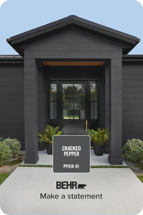 You deserve to live in a space that inspires. Elevate your senses with our 2024 Color of the Year, Cracked Pepper, a soft black that will transform your home. Soft Black Paint Color, Door Shade, Moody Paint, Door Shades, Color Consultation, Black Paint Color, Exterior House Paint Color Combinations, Exterior Paint Colors For House, 2024 Color