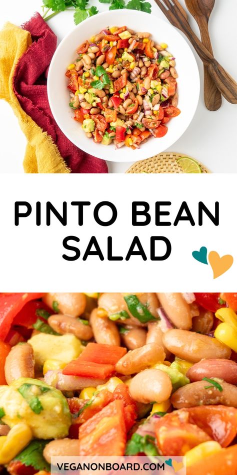 Pinto Bean Salad Pinto Bean Salad, Colourful Salad, White Bean Kale Soup, Beans Salad, Salad Buffet, Pinto Bean Recipes, Pinto Bean, Low Cholesterol Recipes, Bean Salad Recipes