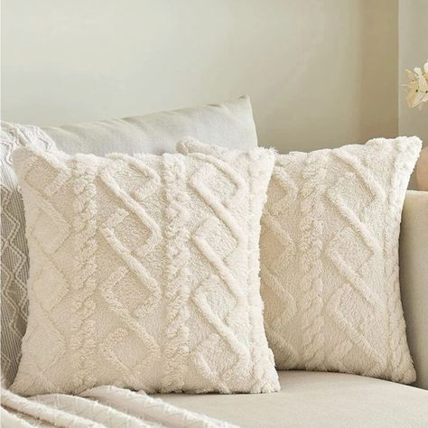 1pc Twist Pattern Craft Pillowcase Beige And White Throw Pillows, White Decor Pillows, Fairycore Room, Beige Throws, Beige Throw Pillows, Room Decor Dark, Vintage Room Decor, Boho Living Room Decor, Indie Room Decor