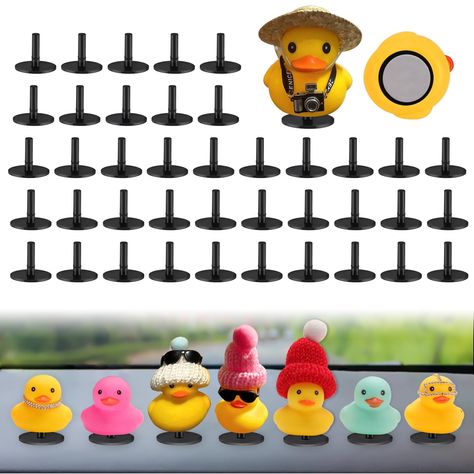 PRICES MAY VARY. [IDEAL GIFTS] Great way to hold your jeep ducks! These duck holders are great gifts for Jeep enthusiasts and rubber duck collectors. Package Contents: 40pcs Rubber Duck Holder + 80pcs strong adhesive stickers [DUCK HOLDER] The duck plugs protect for jeep ducks from rolling around your dash while providing an excellent display for others to admire. Provides a tight, snug fit that will hold your duckies in place and allow you to easily remove them when you don't want them in plain Jeep Duck Display, Rubber Duck Display Ideas, Rubber Duck Display, Duck Things, Ideas For Desk, Jeep Ducks, Duck Mount, Gaming Set Ups, Duck Duck Jeep