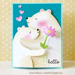 Hey There, Tag Pocket - Project Idea - Scrapbook.com Waffle Flower Bear Hugs, Bears Hugging, Congrats Cards, Preschool Valentine Crafts, You Tube Videos, Flower Bear, 8 Martie, Bear Card, Bear Hugs