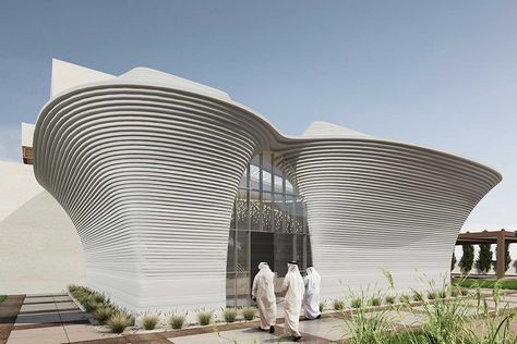 3D-printed Majlis House made from smooth 3D-printed concrete walls by MEAN* Concrete Printing, 3d Printed Architecture, 3d Printed Things, 3d Printed Building, 3d Printed House, House Of The Future, Printed Concrete, Roof Skylight, Shell Structure