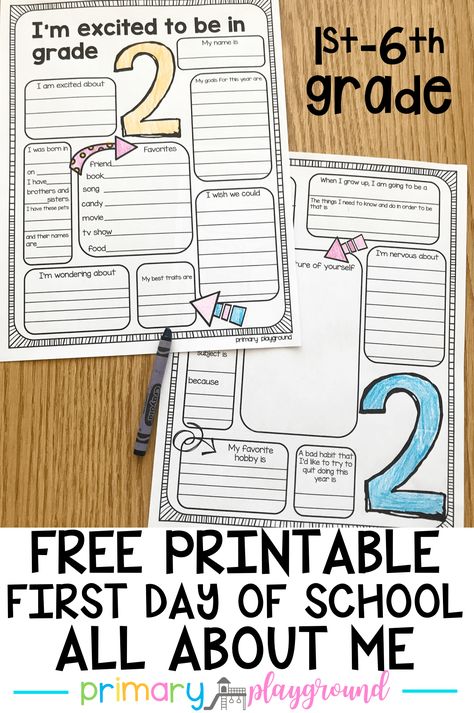 free printable back to school all about me #backtoschool #firstdayofschool #allaboutme Back To School About Me Printables, All About Me 2nd Grade Back To School, All About Me First Grade Free, Back To School About Me, All About Me Third Grade, Grade 3 Back To School Activities, First Day Of School All About Me Free, First Next Then Last Template, Back To School All About Me Printable