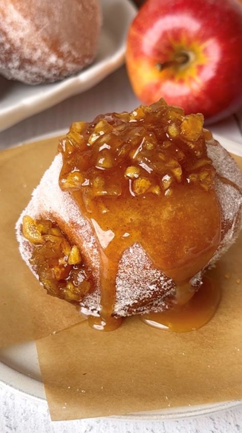 Caramel Apple Cider Donut — Sweet Monkey Apple Pie Donut, Donuts Fried, Banana Crumb Cake, Sweet Monkey, Cider Donuts Recipe, Caramel Apple Cider, Apple Cider Donuts Recipe, Breakfast Donuts, Cinnamon Apple Pie