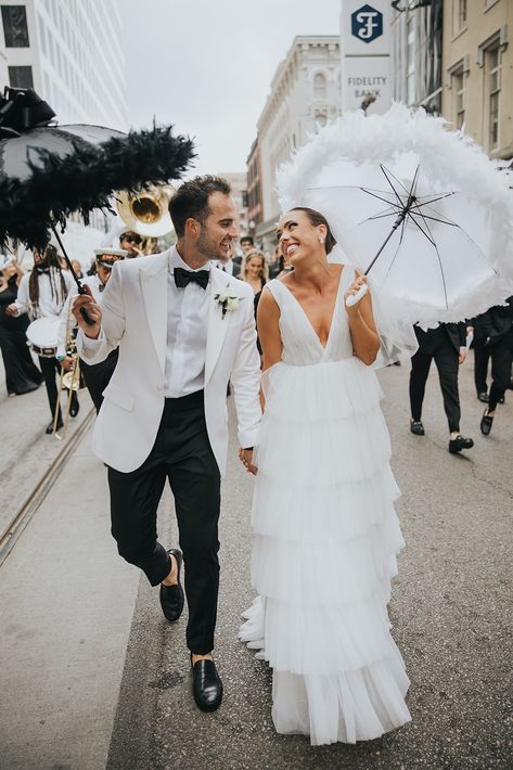 Second Line Wedding Umbrella, New Orleans Aesthetic Wedding, New Orleans Second Line Wedding, New Orleans Wedding Ideas, Second Line Wedding, New Orleans Second Line, Second Line Umbrella, Styling Moodboard, Frog Wedding