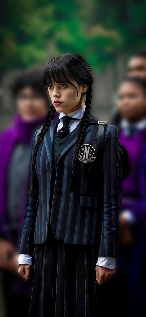 Wednesday Addams Character, Wednesday Uniform, Addams Family Theme Party, Wednesday Addams Dance, Wednesday Wallpaper, Jena Ortega, Addams Family Theme, Addams Family Wednesday, Tim Burton Movie