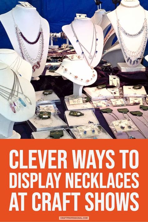 How To Display Necklaces For Sale, Pendant Displays For Craft Shows, Diy Necklace Display Stand How To Make, Necklace Display Ideas, Necklace Vendor Display, Display Necklaces Craft Show, Rustic Jewelry Organizer, Scarf Display, Jewelry Booth