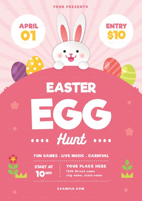 Easter Egg Hunt Flyer, Easter Poster Design, Easter Flyer, Celebration Church, Easter Lilies, Easter Poster, Easter Invitations, Easter Happy, Easter Specials