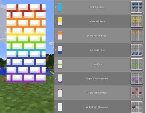 Sztandary Minecraft, Rainbow Minecraft, Cool Minecraft Banners, Minecraft Brick, Minecraft Banner Patterns, Minecraft Banner, Minecraft Banner Designs, Minecraft Banners, Cool Minecraft Creations