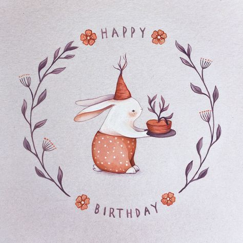 #Geburtstag #Geburtstagskarte #Gruß Happy Birthday Illustration, Birthday Illustration, Birthday Wishes Messages, Bday Cards, Cat Air, 자수 디자인, A Bunny, Dessin Adorable, Christmas Drawing