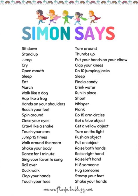 Simon Says Game, Transition Songs, Teacher List, Outdoor Fun For Kids, Thumbs Down, Arm Circles, Preschool Songs, Dog Runs, Gross Motor