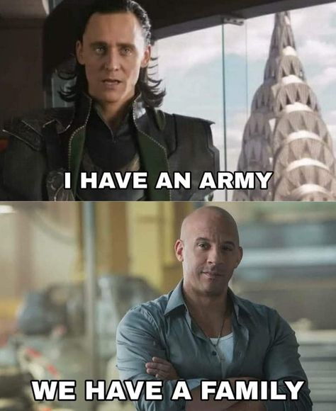 Shivam on Twitter: "If Vin Diesel fought Loki in Avengers… " Fast And Furious Memes, Family Meme, Dominic Toretto, Strong Family, I Dont Have Friends, Vin Diesel, Marvel Jokes, Family Humor, Crazy Funny Memes