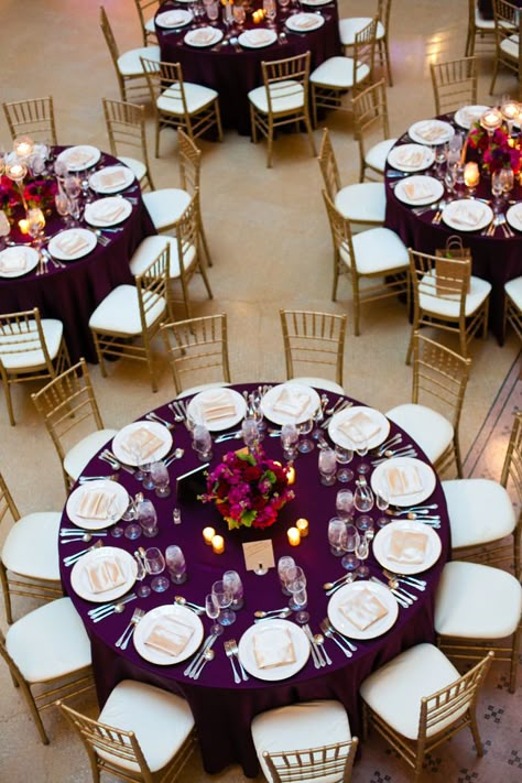 Gorgeous Pink, Cultural Wedding in Downtown Chicago | Modernly Wed Purple Wedding Reception, Dark Purple Wedding, Wedding Jitters, Purple And Gold Wedding, Wedding Burgundy, Weddings Idea, Violet Wedding, Plum Wedding, Wedding Colors Purple