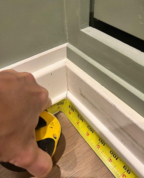 Installing Baseboards, Diy Baseboards, Tall Baseboards, How To Install Baseboards, Modern Baseboards, Nightstand Plans, Diy Home Upgrades, Diy Custom Closet, Diy Household Tips