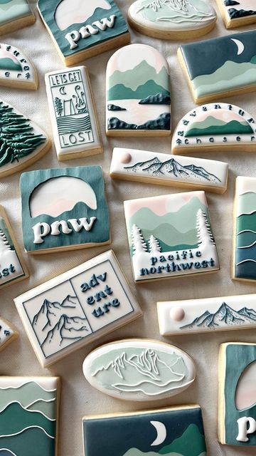 Camping Cookies, White Trees, Sugar Cookie Royal Icing, Forest Baby, Decorating Videos, Summer Cookies, Sugar Cookie Designs, Decorated Sugar Cookies, Cookie Party