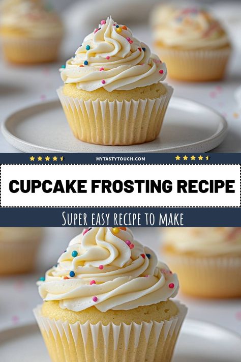 I love making this super easy cupcake frosting that takes my baked treats to the next level! With just a few simple ingredients, you can whip up this creamy and delightful frosting that pairs perfectly with cupcakes. Plus, don't forget to add some colorful sprinkles for that extra fun touch! Quick Cupcake Frosting, Homemade Cupcake Icing Easy, How To Make Your Own Frosting, Cupcakes Frosting Recipes, Cupcake Frosting Recipe Easy, Homemade Frosting For Cupcakes, Homemade Cupcake Icing, Flat Cupcake Frosting, Homemade Cupcake Frosting