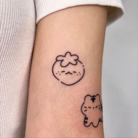 Soft Core Tattoo, Cereal Box Tattoo, Cute Line Tattoos Simple, Webkinz Tattoo, Tattoo Ideas Strawberry, Small Clown Tattoo, Kawaii Tattoo Ideas, Pop Tattoo, Tattoo Ideas Cute